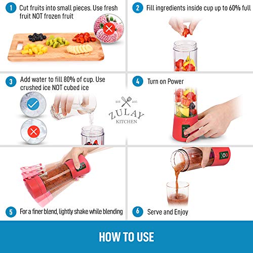 Zulay Portable Blender For Shakes And Smoothies USB Rechargeable