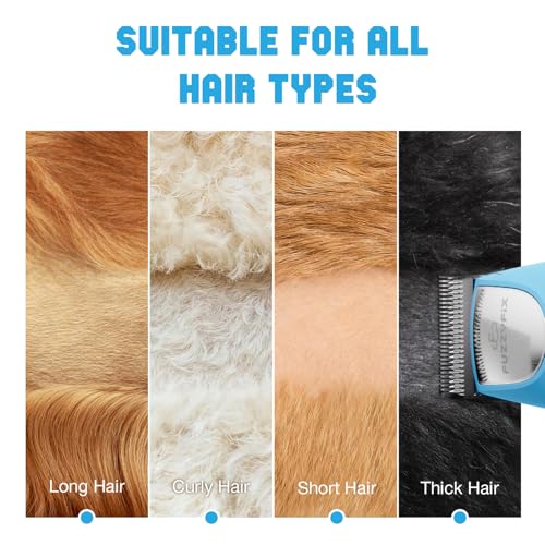 FuzzyFix Dog Clippers Professional for Thick Hair, Low Noise Clippers Cordless Ergonomic Design with 2-Speed,Dog Grooming Kit for Cockapoos Labradoodles Poodles & Cavapoos with Metal Comb Guides