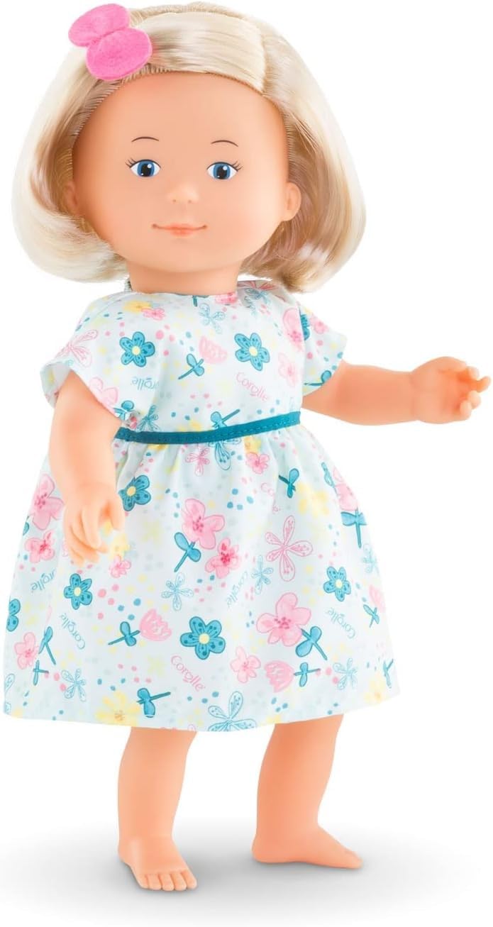 Corolle 9000260010 Mon Premier Poupon Pile Roll Jasmine Soft Body Doll with Blonde Hair, Scrunchie and Flower Dress, Vanilla Fragrance, 32 cm, Suitable for Children from 18 Months