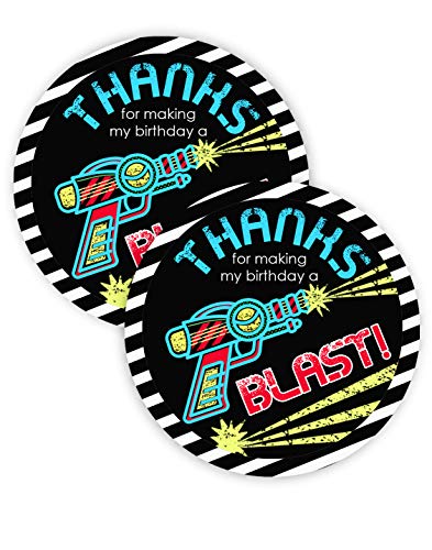 POP parties Laser Tag Party Favor Stickers - 40 Favor Bag Stickers - Laser Tag Thank You Tag - Laser Tag Party Supplies - Laser Tag Party Decorations