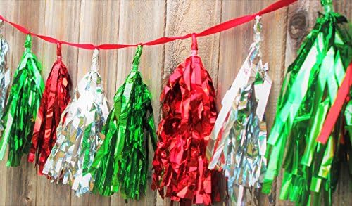 Cinco de Mayo Mexico Garland, Pre-Assembled Red, Green & Silver, Party Banner 16 Tassels, pre-made, easy to hang, festive decor for any event, restaurant, bar, fiesta