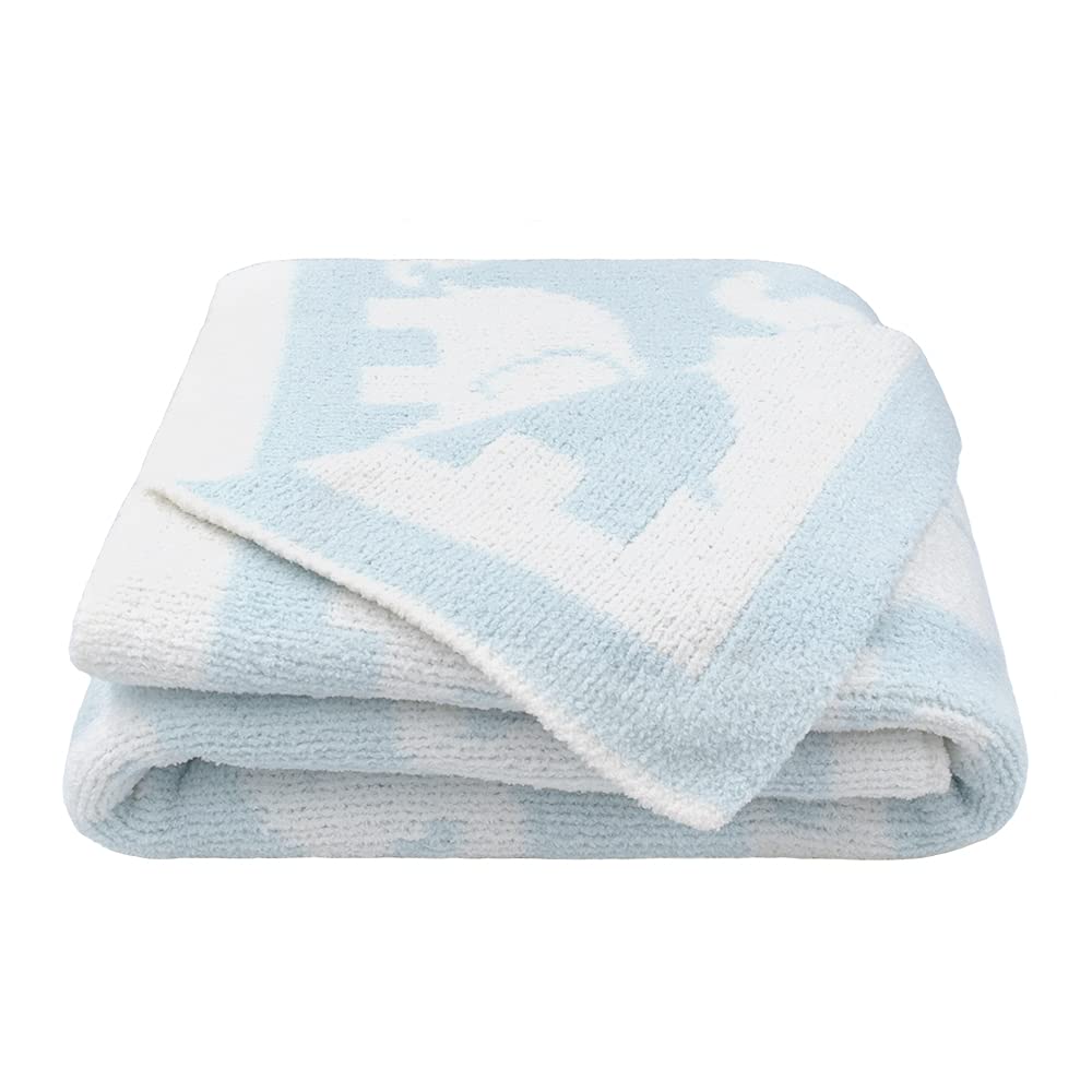 Photo 1 of Living Textiles Chenille Baby Blanket - Blue Elephant Ultra Soft, Thick, and Versatile | Warm Blanket for Newborns, Throw Blanket for Crib, Stroller Cover | Perfect Baby Gift 40 x 30 inches