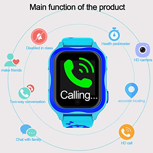 Kids Smart Watch Phone for Girls Boys with GPS Locator Pedometer Fitness Tracker Touch Camera Games Flashlight Anti Lost Alarm Clock Birthday Gift (03 Blue Waterproof)