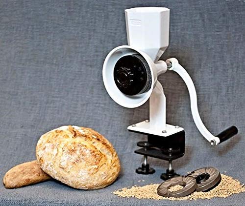 Manual Grain Grinder for Dry and Oily Grains with Masa/Nut Butter Auger - Kitchen Manual Grain Mill, Hand Flour Mill and Spice Grinder - New Style Wonder Junior Deluxe Hand Grain Mill by Wondermill