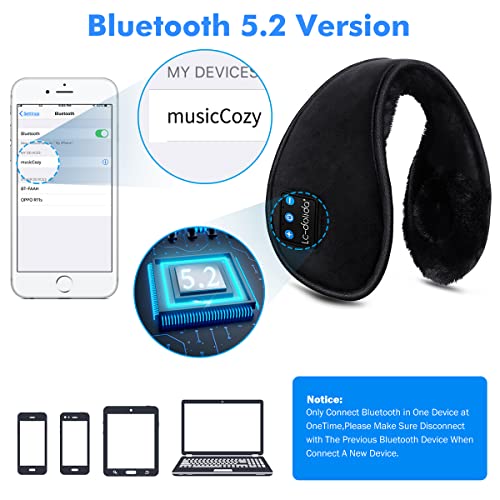 LCdolida Bluetooth Ear Warmers Ear Muffs Earmuffs Builtin HD Speakers