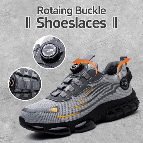 Gugifcto Safety Shoes Men Women Fashion Sneakers Non-slip Lightweight Breathable Comfortable Quick Release Safety Shoes with Steel Toe Cap 36-48 EU 36-48 EU