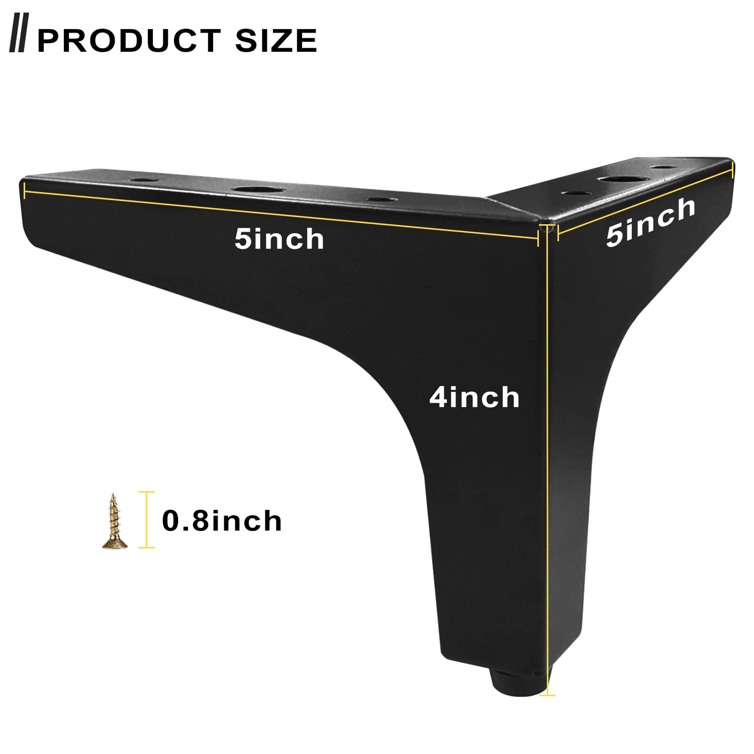 Furniture Legs Metal Feet: Cabinet Legs 4 Inch Triangle Feet Replacement Dresser Legs Set of 4