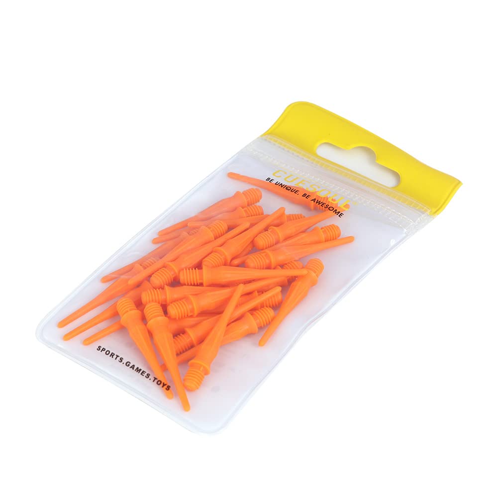 CUESOUL TOUCH-Point Soft Tips Dart Point 2BA Standard Screw Thread, Pack of 80 Pieces, Durable Use(orange)