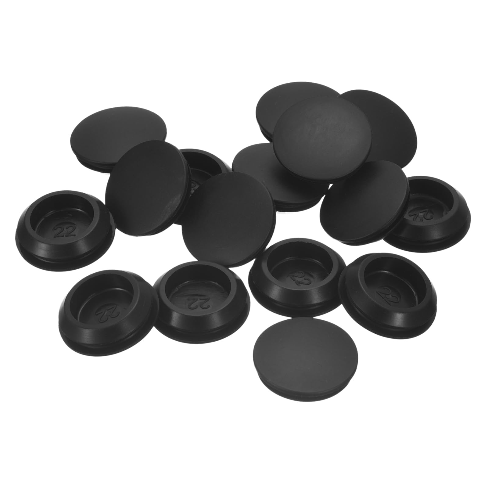 TOP-VIGOR 16Pcs Silicone Snap in Locking Hole Plugs, Rubber Panel Seal Cover Flush Type Panel Round for 22-24mm Hole, Hole Stoppers for Kitchen Rubber Bulkheads Waterproof Sealing Plugs, Black