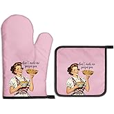Gkodw Don’t Make Me Poison You Funny Oven Mitts and Pot Holders Sets, Funny Retro Kitchen Decor Oven Mitts for Women, Housewives Gifts Hostess Gifts for Her, Halloween Housewarming Present for Bakers