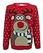 Fashion Essentials-womens Unisex Rudolph Print 3d Nose Pom Pom Christmas Jumper (M, RED)