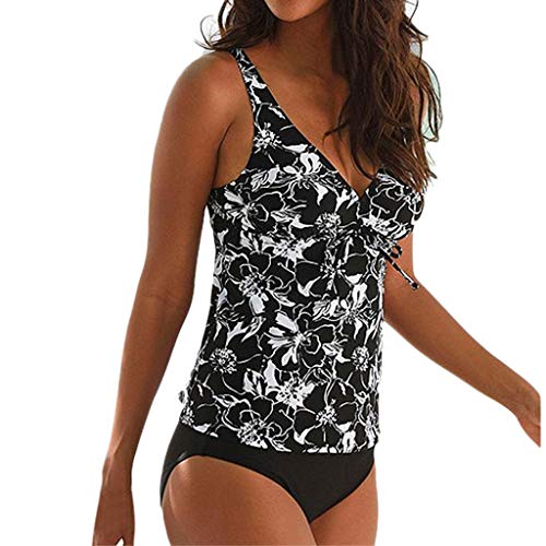COOKI Women Swimsuit Floral Printed Tankini Top Bikini Swimwear Two Piece Bottoms Tankini Swimsuits Bathing Suits
