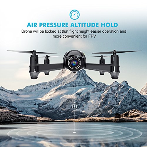 Drone-with-Camera-Potensic-U36WH-Drone-Quadcopter-With-720P-HD-Live-Camera-RTF-4-Channel-24GHz-6-Gyro360-Degree-Flip-Headless-Mode-Altitude-Hold-Function-Black