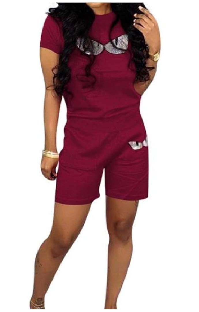 HEFASDM Women Trendly Casual Sequins Movement T-Shirts and Sweatpants Outfit