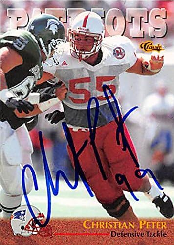 Autograph125428 New England Patriots, Nebraska 1996 Classic No. 33 Christian Peter Autographed Football Card