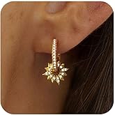 PHXGE Gold Hoop Earrings for Women, Trendy 14K Gold Plated Split Double Huggie Earrings Dainty Cubic Zirconia Studs Hypoallergenic Lightweight Jewelry