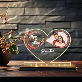 Brown Cloud Customised Acrylic Printed Anniversary LED Table Lamp/Plaque Personalised with Name, Anniversary Decoration/Gift For Family & Friend (USB ACRY ANN PRN WW 10)(S8)