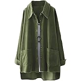 FTCayanz Women's Corduroy Shirt Jacket Casual Long Sleeve Coat Button Down Outerwear Tops