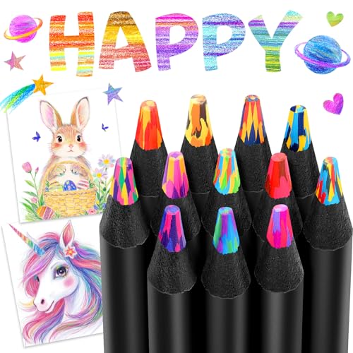Stocking Stuffers for Kids, Colored Pencils, Art Supplies, 12 Rainbow Pencils, Teen Girl Gifts Trendy Stuff, Arts and Crafts for Kid Ages 8-12, Kids Stocking Stuffers, Gifts for 6-12 Year Old Girl