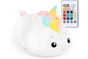 GWNF Cute Unicorn Night Light for Kids, 12+1 Color Changing Lamp 6 Level Dimmable Nightlight for Baby Room Decor and Toddler Night Light, Soft Cute Lamp, Kawaii Gifts for Kids Girls Boys Baby Children