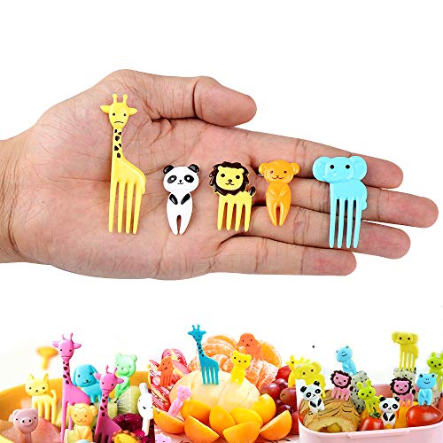 Animal Food Picks for Kids, Mini Bento Picks, Cute Cartoon Animal Fruit Food Toothpicks, Lunch Bento Box Picks Forks (66PCS)