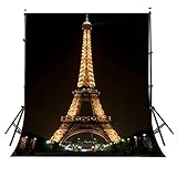 LYLYCTY 5×7ft Lights up The Night Paris Eiffel Tower Photography Backdrop Photo Studio Background Props wall-251