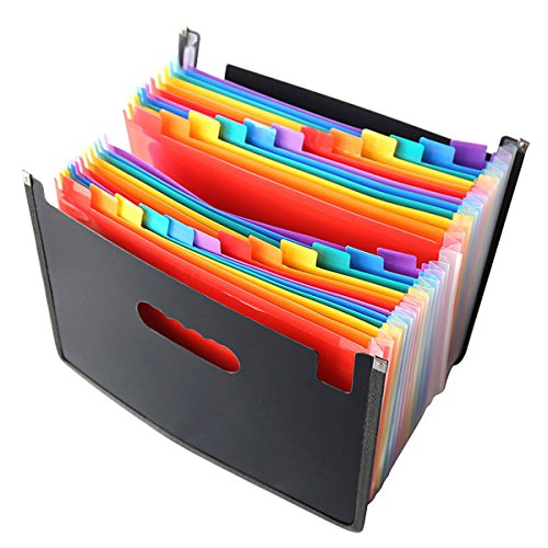 HJSMing 24 Pocket Large Capacity Expandable Plastic Folders/Multicolor Folders/A4 Accordion File Manager/Business Folders Organizer Office File Organizer Bag