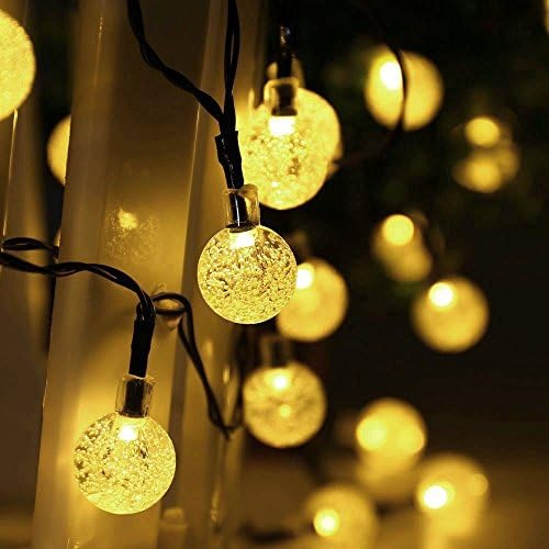 Blusow The World Solar String Lights Outdoor Lights, 20 Ft 30LED Fairy Lights Christmas Tree Ball Crystal Ball, Restore, Garden, Weddings, Queuing, And Holiday Decorations (Warm White)