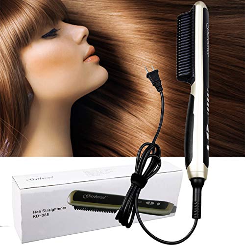 Garberiel 2 in 1 Hair Straightener Brush Straight Hair Comb and Curly Hair Comb 3 Purpose Comb with Premium PTC Ceramic Heating Components 6 Modes
