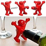Novelty Kitchen Bar Red Fun Happy Man Wine Beer Opener Stopper by ZurarakShop