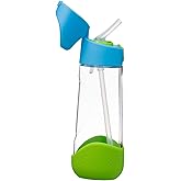 b.box 20oz Tritan Kids Water Bottle –Toddler Drink Bottle with Straw for School, Daycare, Travel w/Easy-Grip Triangular Design, Leak Proof Lid & Handle, BPA Free, Dishwasher Safe (Ocean Breeze)
