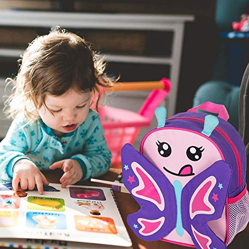 Toddler Backpack with Safety Harness Leash, 9.5" Butterfly Bag - Thumbnail 7