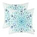 CaliTime Pack of 2 Cozy Fleece Throw Pillow Cases Covers for Couch Bed Sofa Vintage Mandala Snowflake Floral 18 X 18 Inches Teal Blue