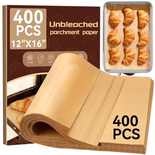 YUANYE 400PCS Parchment Paper Baking Sheets, 12"x16" Unbleached Precut Half Parchment Paper