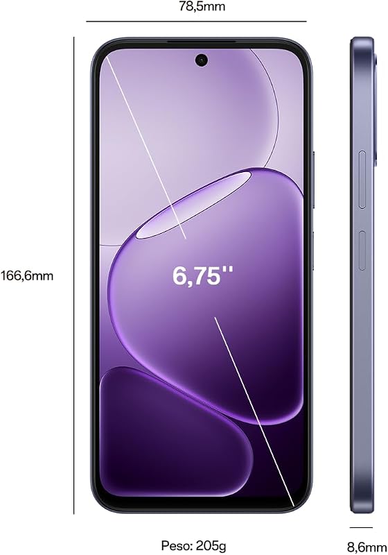 Smartphone A6x 4GB+128GB, Qualcomm Snapdragon 685, Ecrã HD+ 6,75", Câmara de 13MP, Bateria de 6100 mAh