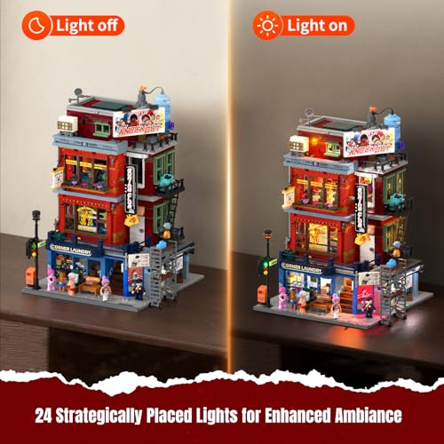 LUMIBRICKS Street Fusion Boxing Club Lighting Building Bricks Set - City Town Modular Playset Collection Display kit with Minifigures 3036 Pcs for Adults & Teens & Life Enthusiasts