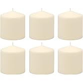Stonebriar 6 Pack Tall 3 x 3 Inch 18 Hour Long Burning Unscented Ivory Wax Pillar Candles