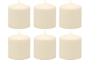 Stonebriar 6 Pack Tall 3 x 3 Inch 18 Hour Long Burning Unscented Ivory Wax Pillar Candles
