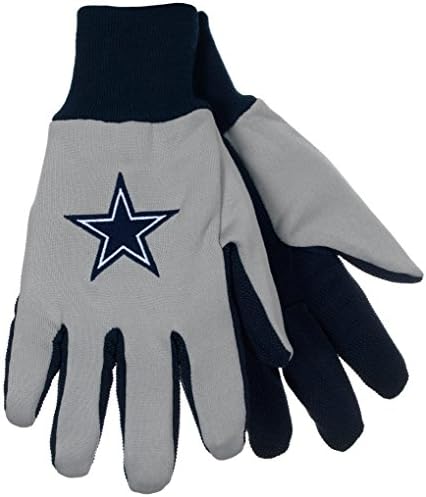 NFL Football Multi Color Team Logo Sport Gloves - Pick Team (Dallas Cowboys-GRY/NVY)