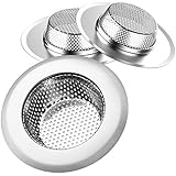 Helect 3-Pack Kitchen Sink Strainer Stainless Steel Drain Filter Strainer with Large Wide Rim 4.5" for Kitchen Sinks
