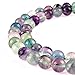 PLTbeads Gorgeous Flourite Natural Gemstone Loose Beads 8mm Smooth Round Approxi 15.5 inch DIY Bracelet Necklace for Jewelry Making