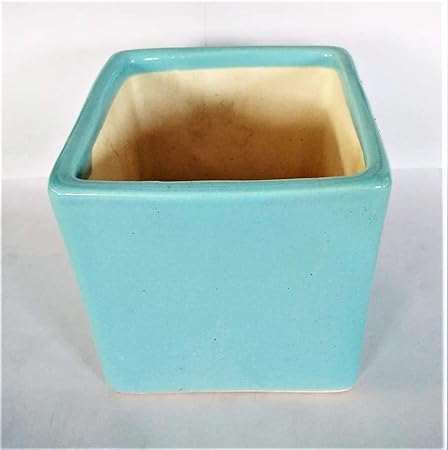 Chamunda Green Ceramic Pot Square Sky Blue