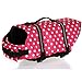Kuoser Ripstop Dog Life Jacket with Handle Adjustable Reflective Pet Puppy Saver Swimming Water Life Vest Coat Flotation float Aid Buoyancy for Small and Large Dogs,Pink dot M