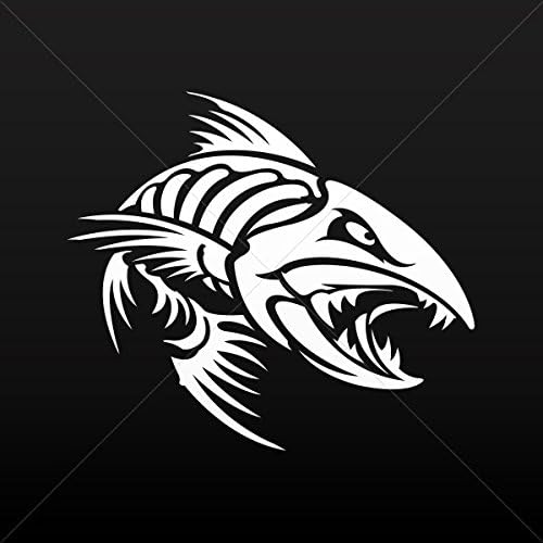Decals Decal Angry Fishbone Figure Tablet Laptops Weatherpro White (5 X 4.4 Inches)