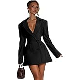 LEWIJO Blazer Dress for Women Sexy Elegant Notch Lapel Short Bridesmaid Dresses for Wedding Double Breasted Jacket Dress