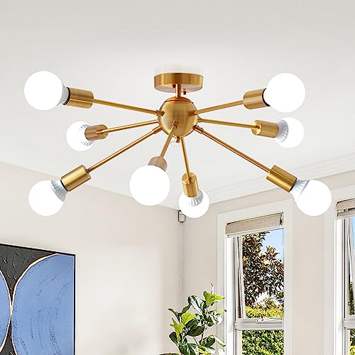 GOECO Sputnik Lampadario, Modern Lusso Lampada A Sospensione Con 10 E27 Luci Altezza Regolabile Per Soggiorno Camera Da Letto Loft Ottone Senza Lampadina 38203600