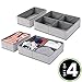 mDesign Soft Fabric Dresser Drawer and Closet Storage Organizer Set for Child/Kids Room, Nursery, Playroom - 4 Pieces, 10 Compartments - Herringbone Print with Solid Trim, Set of 2 - Gray