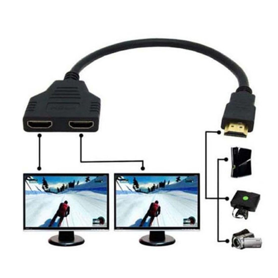 chenyang One HDMI Male to Dual HDMI Female Y Splitter Switch Extension Adapter Cable for for PC HDTV Laptop 1080P