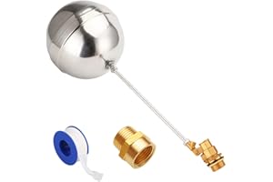 Uenede Float Ball Valve DN25 1" Male Thread Stainless Steel Floating Ball Brass Valve Automatic Switch for Stock Tank Pool Water Level Control
