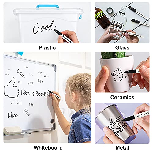 Dry Erase Markers, Lineon 100 Bluk Pack Black Whiteboard Markers with 2